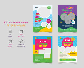 Kids summer flyer design and professional camp leaflet template