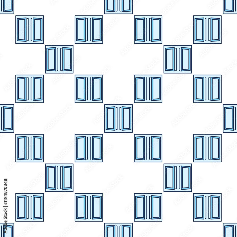 Poster clear opened window vector blue seamless pattern