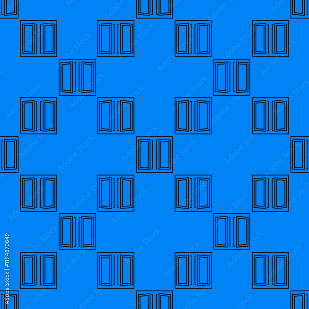 Poster clear opened window vector seamless pattern in outline style