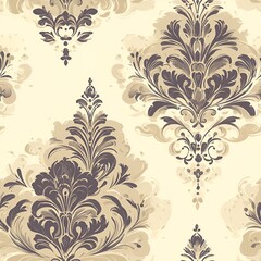 Seamless vintage floral pattern with baroque-style ornaments and elegant symmetry, ideal for fabric prints, upholstery, or luxury home decor.