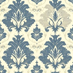 Seamless vintage floral pattern with baroque-style ornaments and elegant symmetry, ideal for fabric prints, upholstery, or luxury home decor.