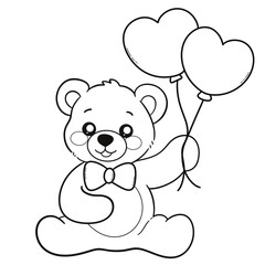 Valentine's Day Bear Clipart Transparent Line Art 