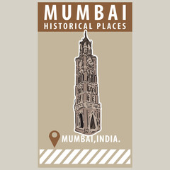 Vector city elements of historical place in Mumbai