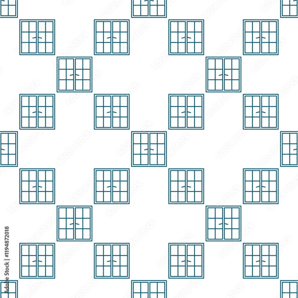 Poster closed window vector outline seamless pattern