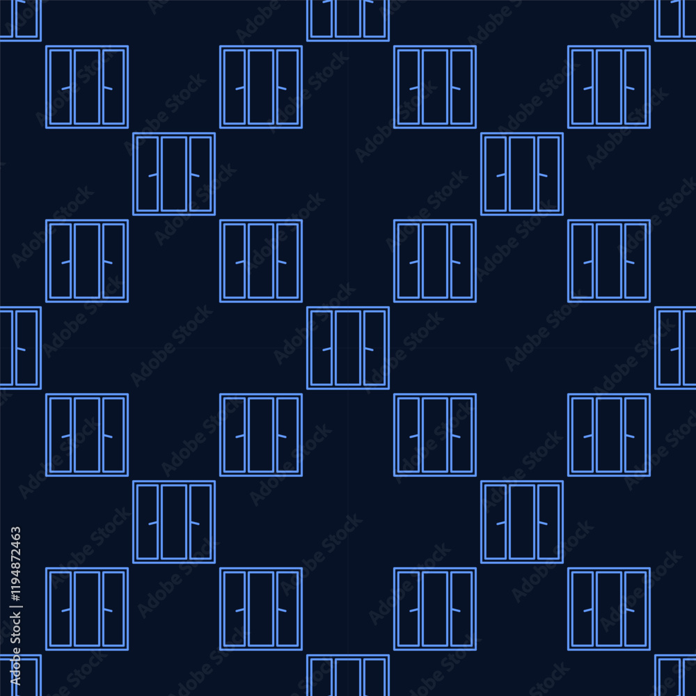 Poster home closed window vector thin line seamless pattern