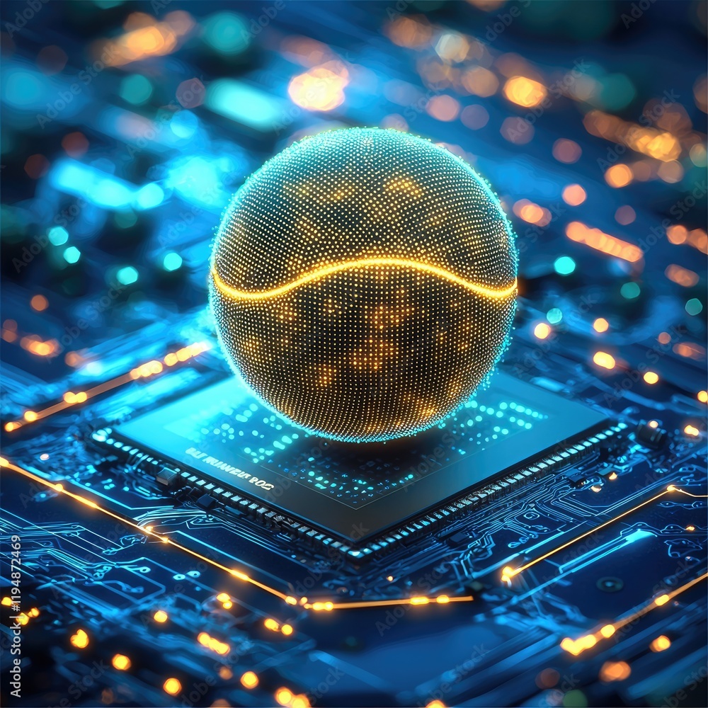 Poster a futuristic ai chip integrated into sports equipment, symbolizing advanced technology and precision
