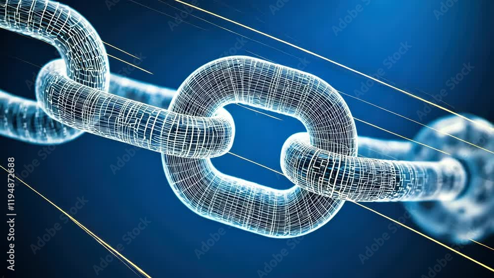 Poster digital connection concept of chain links representing strength and unity online