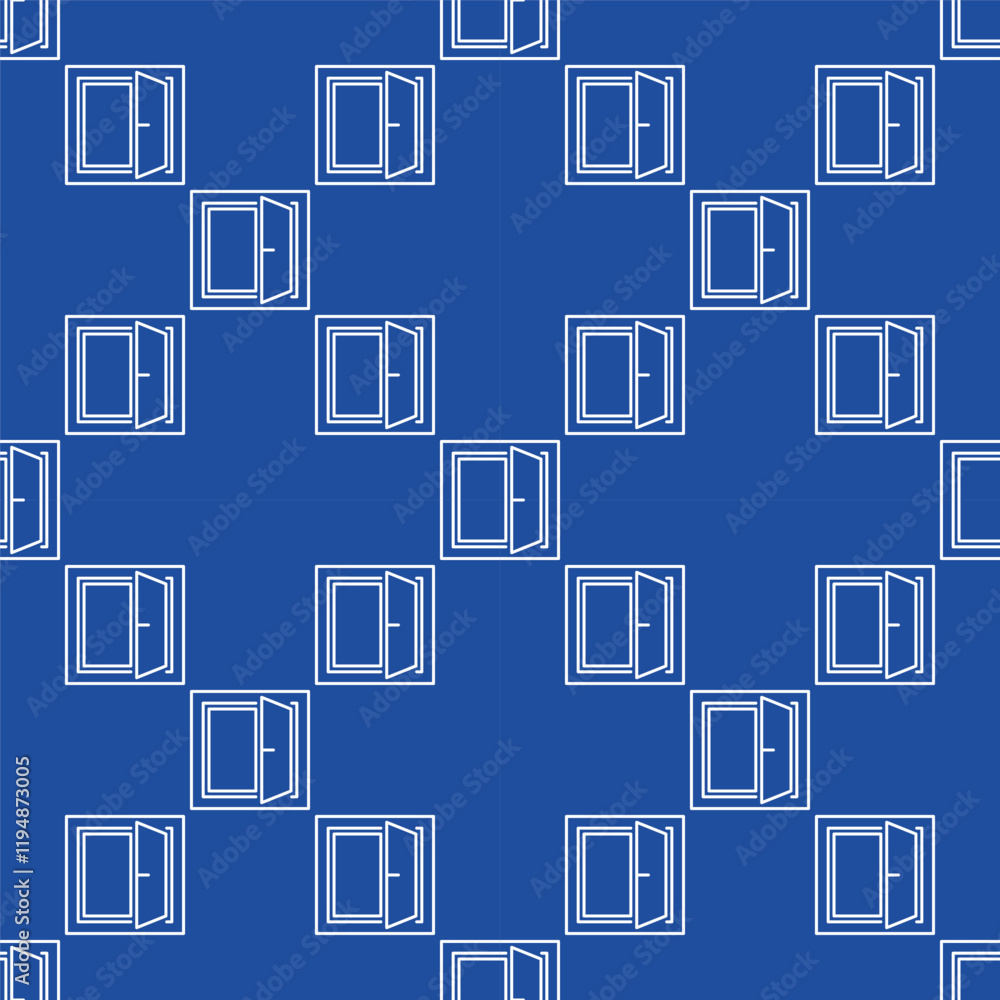 Poster minimalist opened window vector thin line seamless pattern