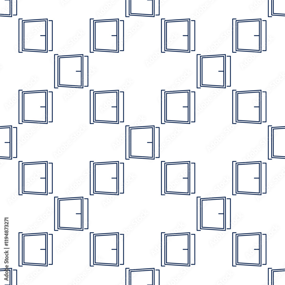 Poster opened big portal vector window linear seamless pattern