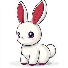 Obraz premium Adorable White Rabbit With Red Inner Ears