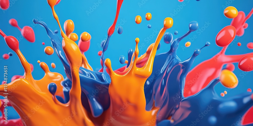 Poster Abstract Colorful Splash 3D Background for Generative and Dynamic Art Projects