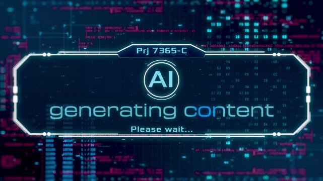 AI generative user interface with programming code and random data on background, software for content generation, futuristic technology (3d render)