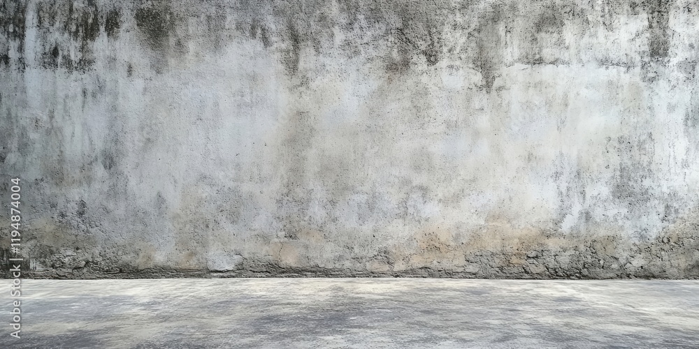 Aufkleber aged gray concrete wall with uneven texture featuring subtle lighter patches and a rough stone base 