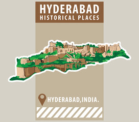 Vector city elements of historical place in Hyderabad
