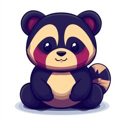 Obraz premium Adorable Cartoon Raccoon Sitting Calmly