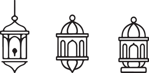 Bundle of lantern line art for islamic or ramadan themes