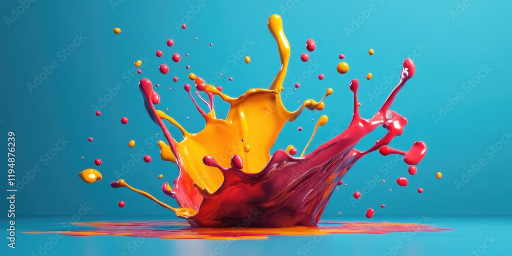 Poster Abstract Colorful Splash 3D Background for Generative and Dynamic Art Projects