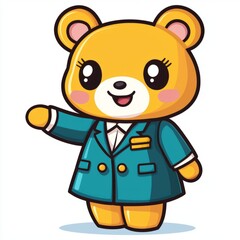 Fototapeta premium Adorable Bear in Uniform Offering a Welcoming Gesture