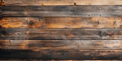Obraz premium Rustic aged wooden backdrop featuring dark brown and golden planks arranged horizontally with a textured surface ideal for photography and design.