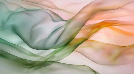 Obraz premium Soft, flowing forms intertwine in vibrant sage tones, creating a mesmerizing visual dance that exudes tranquility and energy. The interplay of colors and light captivates the senses