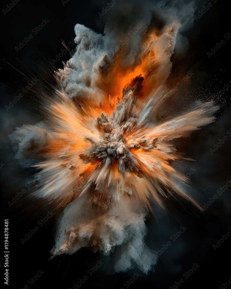 Poster chaotic explosions of light and color abstract art digital creation dark background dynamic perspect