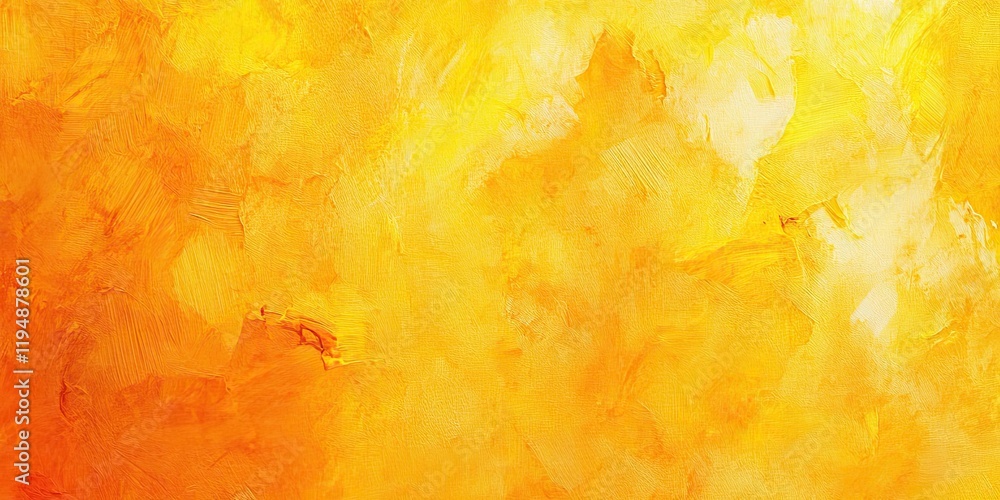 Poster vibrant yellow and orange abstract background with textured brushstrokes, featuring soft gradient tr