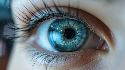 Eye laser, sight correction. close-up shot.