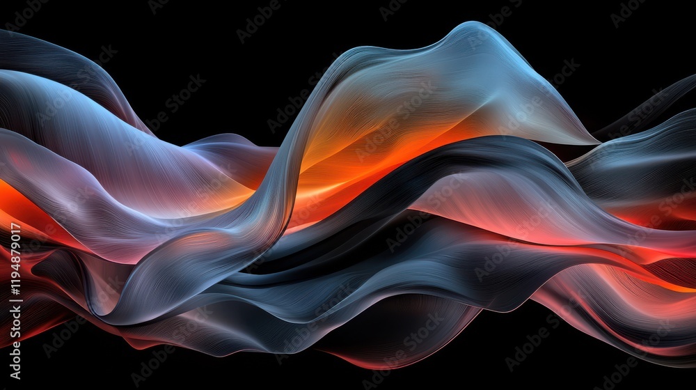 Poster dynamic arcs of glowing light flowing in s-curve digital art abstract background dark environment ar