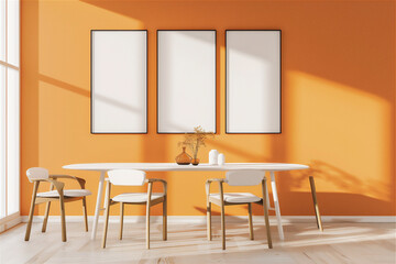 Modern home interior with blank poster frame on the wall, version 10