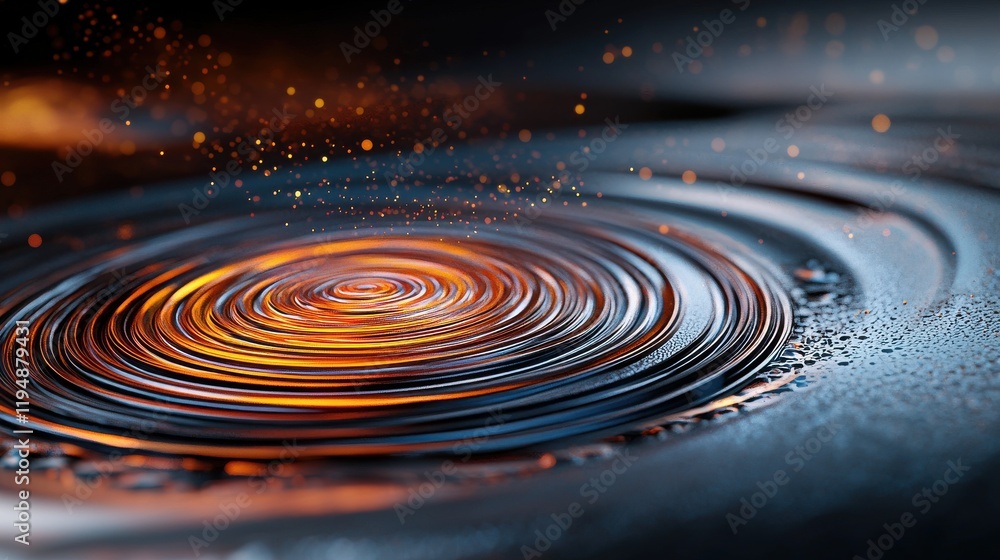 Poster dynamic glowing ripples in water abstract art digital visualization luminous environment close-up vi