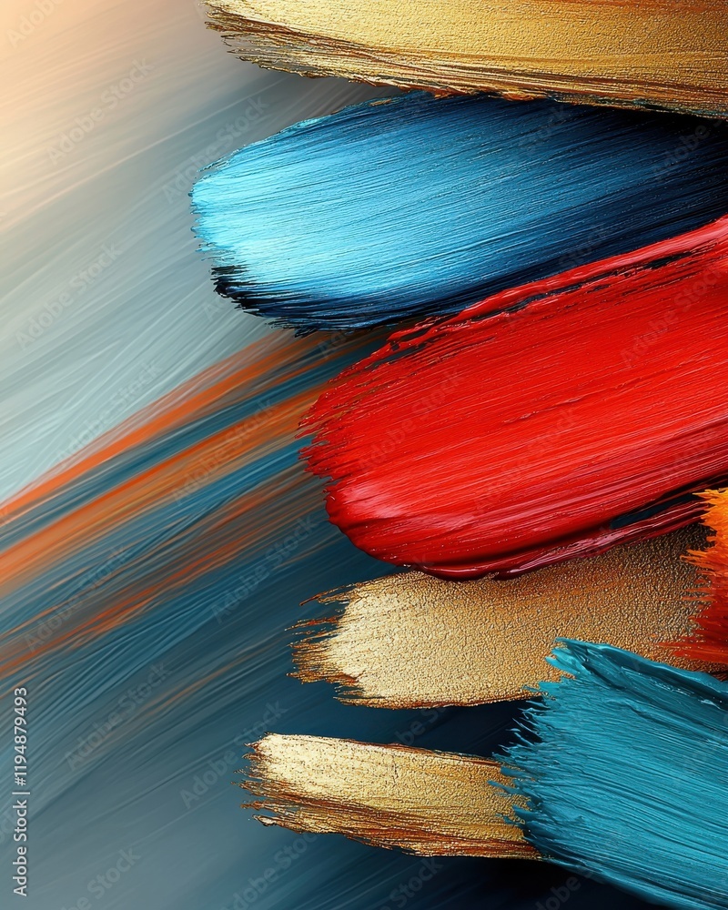 Poster dynamic abstract art composition with chaotic brushstrokes studio digital artwork colorful environme