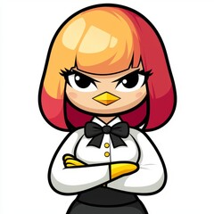 Angry Bird Girl in a White Blouse and Bow