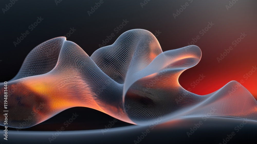 Poster dynamic arcs of glowing light flowing in a s-curve abstract art display modern digital environment v