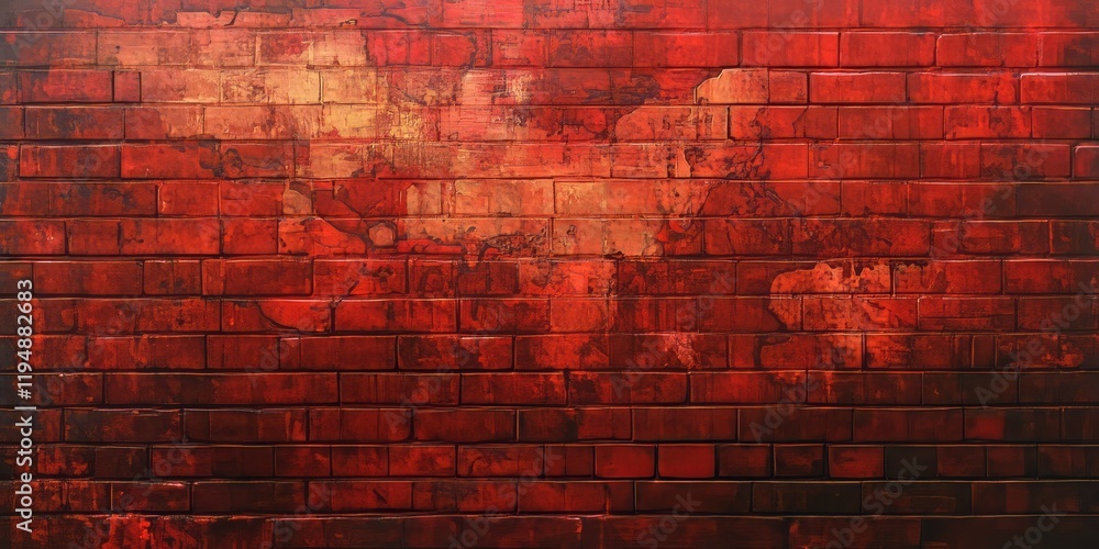 Poster abstract texture featuring a red brick wall with a faded world map, predominantly red and brown colo
