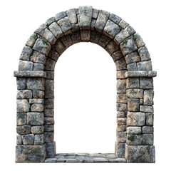 Ancient Stone Archway with Rustic Charm Isolated on transparent background