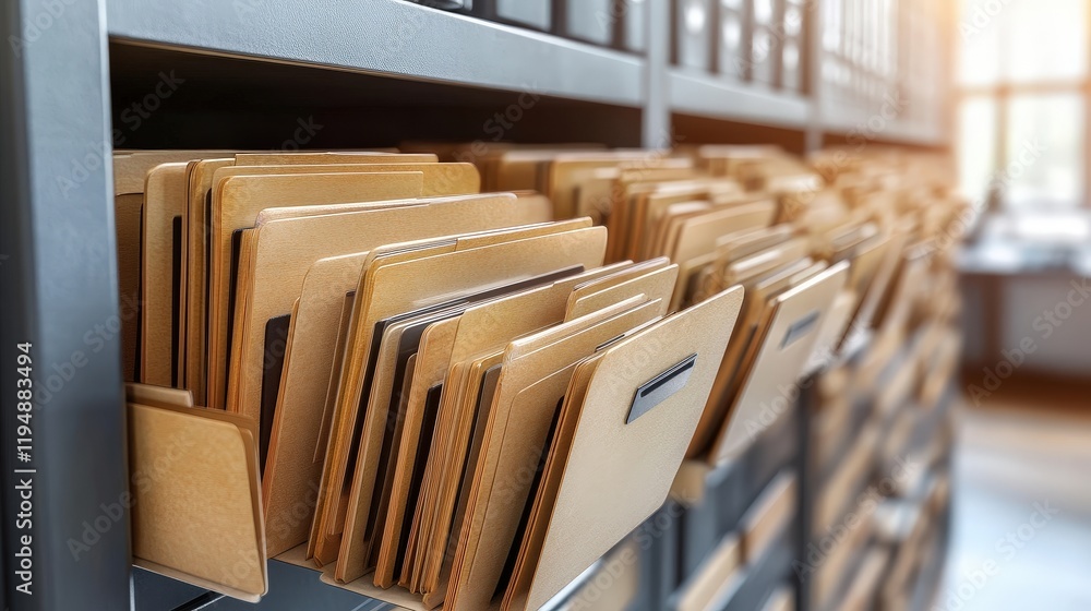 Poster organized storage system with file folders and documentation for efficient business operations and i