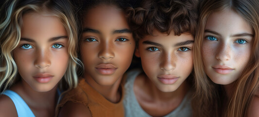 Obraz premium Multiracial young individuals with unique features, showcasing unity in diversity.
