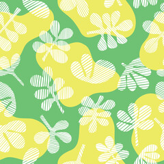 Seamless pattern with white stripe leaves. Vector illustration.