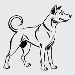 Dog line art imagevector  and illustration