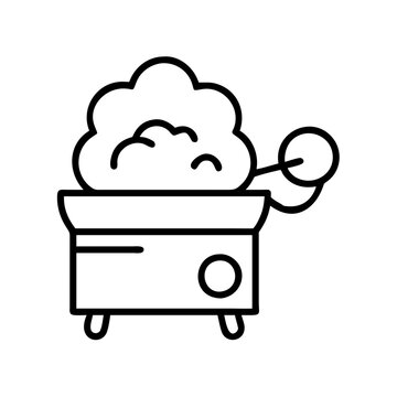 candy floss machine icon, candy floss machine line art - simple line art of candy floss machine, perfect for candy floss machine logos and icons and themed design 