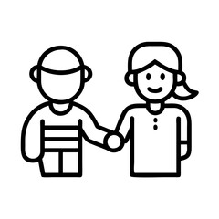 character meet and greet icon, character meet and greet line art - simple line art of character meet and greet, perfect for character meet and greet logos and icons and themed design 