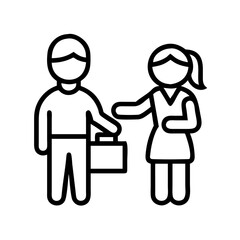 character meet and greet icon, character meet and greet line art - simple line art of character meet and greet, perfect for character meet and greet logos and icons and themed design 