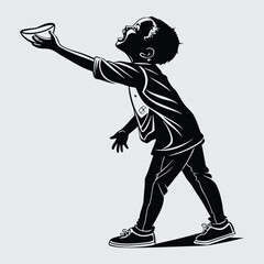 Hungry child image silhouette vector art and illustration