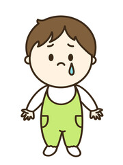 泣いている男の子のシンプルイラスト