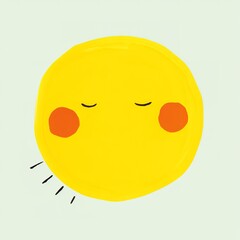 Fototapeta premium A cheerful, simplistic illustration of a smiling sun with rosy cheeks on a light green background.