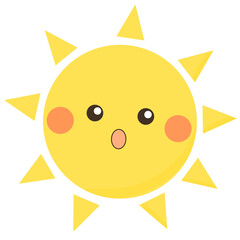 少しびっくりしている太陽のゆるかわイラスト　イエロー