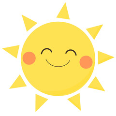 にっこり笑顔の太陽のゆるかわイラスト　イエロー