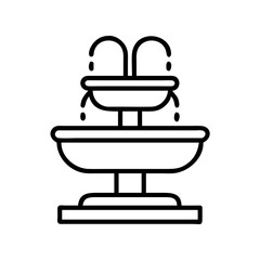 park fountain icon, park fountain line art - simple line art of park fountain, perfect for park fountain logos and icons and themed design 