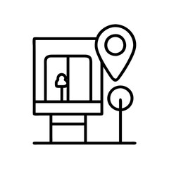 park map kiosk icon, park map kiosk line art - simple line art of park map kiosk, perfect for park map kiosk logos and icons and themed design 