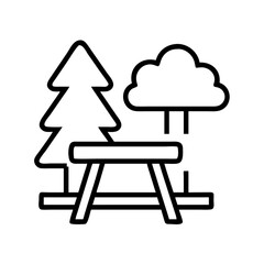 picnic area icon, picnic area line art - simple line art of picnic area, perfect for picnic area logos and icons and themed design 